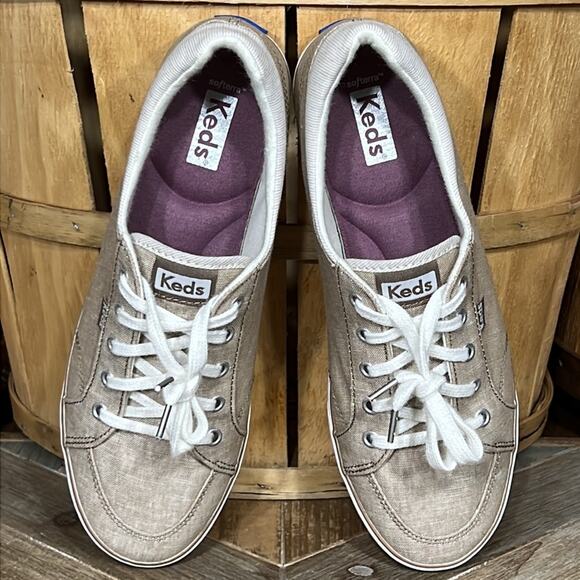 Keds Center 2 Beige Canvas Canvas Lace-Up Casual Comfort Sneakers Women Size 8.5 - Picture 9 of 11
